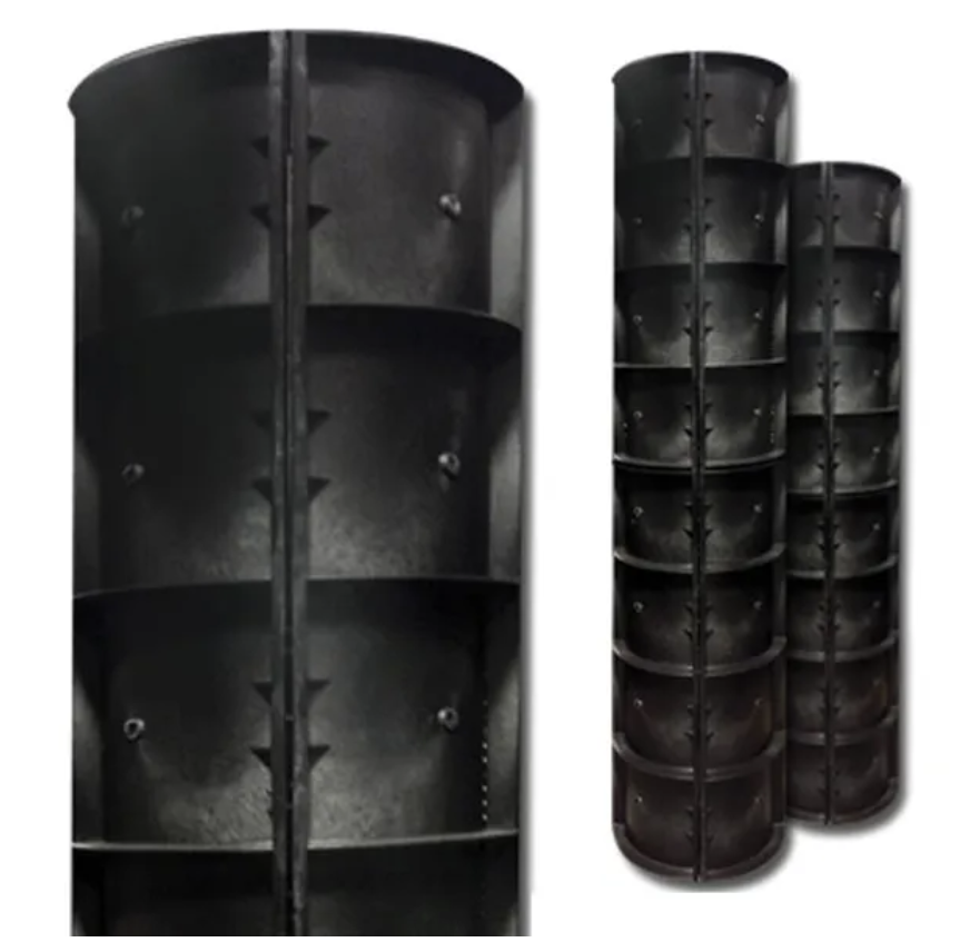 STACKABLE PLASTIC COLUMN FORMS FOR CONCRETE