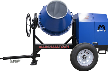 Marshalltown MIX59398 Concrete Mixer, 6 CU, Poly Lined Drum, 1.5HP Electric, O/O Switch, Pintle 