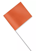 Orange Plastic Staff Marking Flags- 2.5 inch x 3.5 inch with 21 inch Wire Staff