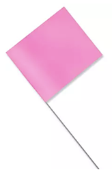 Pink Glo Plastic Staff Marking Flags- 4 inch x 5 inch with 21 inch Wire Staff