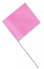 Pink Glo Plastic Staff Marking Flags- 4 inch x 5 inch with 30 inch Wire Staff