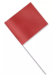 Red Plastic Staff Marking Flags- 2.5 inch x 3.5 inch with 21 inch Wire Staff